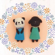 아트박스/오후4시 하마나카 판다와 푸들 브로치 핀 DIY 키트 양모니들펠트, 본품, 단품, 1개