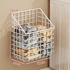 壁掛式可折疊臟衣簍 - 免打孔安裝，節省空間，浴室洗衣間收納好幫手, 白色中號-【斜開口款】