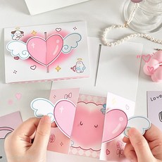 감성 러블리 하트 날개 입체 편지 카드 5pcs, 1개, 화이트