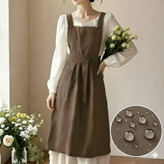 로블레 미용앞치마 예쁜 방수 H형 원피스 카페 어린이집, 1개, 브라운