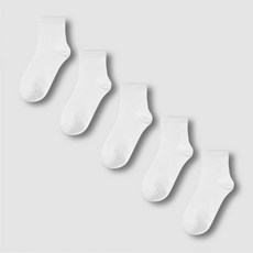 [JAJU] 자주 여 코튼 립 중목 양말 5족_화이트