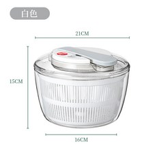 輕鬆甩水手動按壓水果蔬菜脫水器 高速旋轉脫水清潔二合一 蔬菜瀝水籃洗菜沙拉製作必備, 1個, 白色, 白色