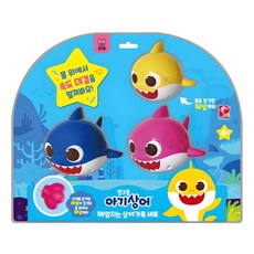 PINOCCHIO 鯊魚寶寶發條沐浴玩具3件組, 黃色+粉色+藍色