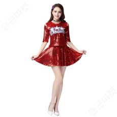 트로트 고고 장구 난타 행사 댄스복 공연복 재즈 스포츠 스팽클 반짝이 반바지 치어리더 의상 XXL 빨간색