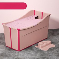 접이식 간이욕조 나홀로사우나 대형 목욕통 간이, 확대형 성인 아동 겸용 인디핑크 보온 커버 포함, 1개