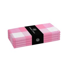 Softopia Cotton Buffalo 격자 무늬 천 냅킨 4개 세트 부드럽고 내구성이 뛰어나며 주름 방지 원단 저녁 식사 결혼식 레스토랑 뷔페 파티 크리스마스, 16" x 16" (Set of 4), 로즈 핑크 Softopia Cotton 140998