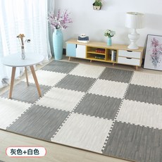 DIU 寶寶拼接爬爬墊家用木紋泡沫地板墊加厚臥室拼圖海綿墊60*60, 1個, 白色+灰色木紋