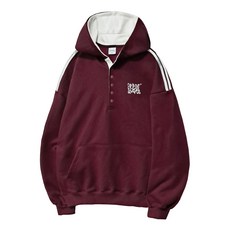 OCELOT D07 스냅 다운 트랙 플로우 배색 후드티 와인 278571