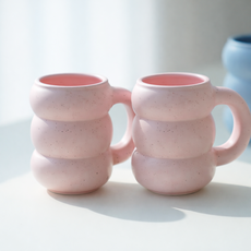 코시나보니따 뚱뚱 도자기 머그컵 300ml, 2개, 핑크