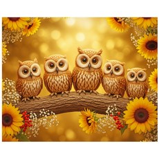 보석 십자수 캔버스형 부엉이 diy 40 x 50 cm, 1세트, CH014