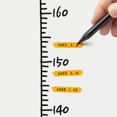 웰던 심플 키재기 스티커 메모스티커 포함, 검정색