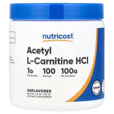 Nutricost 아세틸 L-카르니틴 HCl 무맛 100g(3.6oz) NCS-67545, 100g, 1개
