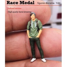 Race Medal 1:64 人偶模型 - 修理改裝廠場景 抽菸男 歌手 背包客 胖老闆 - 共15款, K款 休閒男, 1個