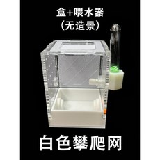語冰蟲【XL-LX】螳螂專業飼養盒 造景 保濕 透氣 高透明 亞克力 鳴蟲爬箱, 1個, 白色攀爬網 二代盒 餵水器 無造景