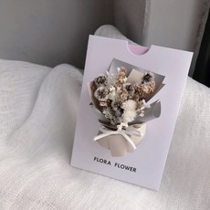 Floraflower 灰白色系乾燥花卡片 盒裝精美禮物 生日 情人節 母親節 父親節 畢業 紀念日, 1個, 圖三