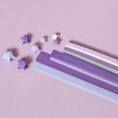 행운별 종이접기 오각별 수공예 DIY 다채로운 컬러 반짝이 장식 선물용, 단일 사이즈, 퍼플 난초