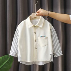 HONE BABY 兒童假兩件長袖襯衫 學院風拼接上衣