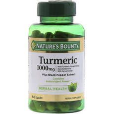 Nature's Bounty 薑黃 1000 毫克加黑胡椒提取物膠囊, 1個, 60入