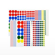에센셜플러스 5색 원형 하트 스티커 세트 칭찬스티커, 302-1 (7매)