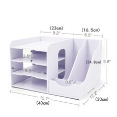 桌面文件架收納架 辦公室用品 A4文件夾 資料夾 文件欄 剪紙收納盒, 文件夾升級款4層+2格, 1個