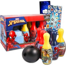 마블 스파이더맨 볼링 게임 활동 세트 유아용 어린이용 3개 슈퍼히어로 세트와 스티커 등 놀이