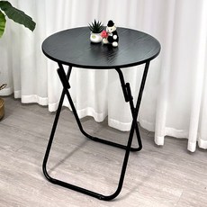 헤임아로 심플 원형 접이식 틈새 보조 다용도 테이블, 블랙