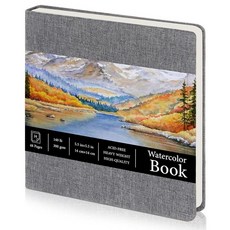 Tenceur 14cm x 14cm(5.5인치 x 5.5인치) 수채화 스케치북 저널 스퀘어 수채화 노트북 콜드 프레스 63.5kg(140파운드) 300gsm 면 종이 48페이지, 1, 웅장함
