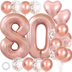 파파 파티 로즈골드 콘페티 하트 대형 숫자 풍선 세트, 1개, 80