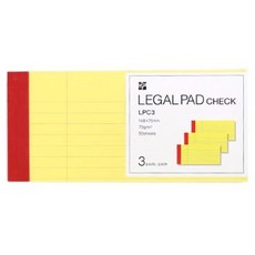 Time Value Legal Pad 格紋便條紙 148 x 75mm LPC3 3入, 1個, 50張, 黃色