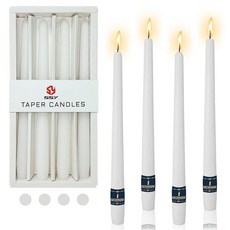 할로윈 테이퍼드 캔들 화이트 스틱 - Gedengni 25.4cm(10인치) 긴 유령 촛대 눈 덮인 테이퍼 톨 교회 양초 디너 장식 집들이 선물 아이디어 4개(8D-화이, 4 Count