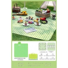 야외 방수 피크닉 매트 방풍비닐, 1개, 양면 방수 무취 초록 체크 150x200 / 6인용 /