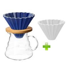세라믹 커피 필터 컵 메이커 종이 접기 드리퍼 재사용 가능한 깔때기 유압 액세서리 1-2, 1개, 02 Value Pack