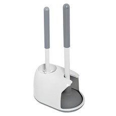 변기 브러시 소통기 사각지대 없는 청결 브러시 벨트 받침대, 화이트 그레이