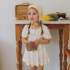 쿵스쿵스 프리지아 여아용 래쉬가드세트 원피스형 유아 아기 수영복 프릴 치마 UV