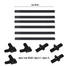 LED 트랙 라이트 레일 0.5M 1M 검정 흰색 알루미늄 2선 시스템 조명 범용, 02 6PCS 1M, 02 검정색