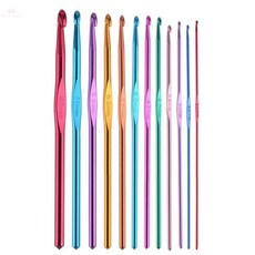 12P 컬러 알루미늄 코바늘 세트 뜨개질 초보 숙련자용 DIY세트