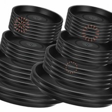 Patelai 물 받침대 16개입 플라스틱 식물 받침 검정색 화분 원형 트레이 두꺼운 2개 QV