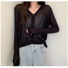 르샌느앤 얇은 시스루 데일리 기본 여름 가디건