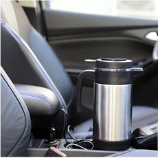 캠핑 전기포트 차량용 시거잭 차박용 휴대용 보온 커피포트 자동차 주전자, 12v1000ml 스테인리스스틸 원색