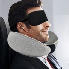 안대 묶음 비행기 목베개 여행 기내 출장 장기, 블랙+안대세트
