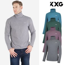 [사은품증정] KXG 남성 파크골프 양면 기모 스트라이프 터틀넥 티셔츠 533172