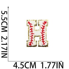 CROWN 字母刺繡布貼 棒球紋, 1個, H