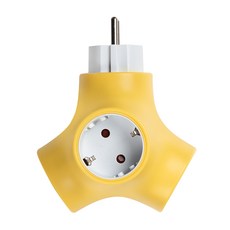 테트라포드 고용량 멀티탭 3구 옐로우 안전 접지 에어컨 냉장고 건조기 세탁기 컬러 콘센트, 1개, 옐로우(선없음)