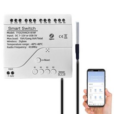Zigbee 온도 습도 모니터 컨트롤러 4CH 7-32V 릴레이 스위치 음성 제어 Tuya 앱 리모컨 건식 접촉 실시간 모니터링 알렉사 구글 홈 ZHA Z2M과, 4CH 7-32V 온도