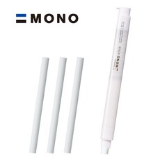 톰보 모노 스틱 노크식 스틱 지우개, 1개, 화이트모노스틱+본품1리필3