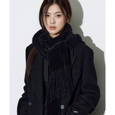 [헬레네파리스] 웨이빙 벨루어 롱 머플러 [블랙]