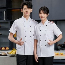 夏季透氣網短袖廚師服