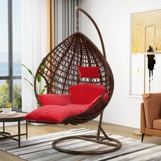 라탄 행잉의자 카페 실내 실내그네 실내 둥지의자, 1인용 커피색 플래그십 팔걸이+풋레스트