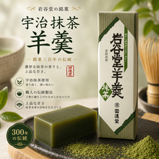 일본 직수입 이와야도 일본양갱 4가지맛 (호두/팥/흑설탕/말차 맛선택) 선물용, 맛차(말차), 255g, 1개