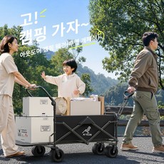 AORAN 캠핑웨건 다기능 밀당 일체형 전지형, 1개, 블랙